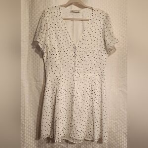 White Polka Dot Mini Dress Button Up Light And Airy Lanacore